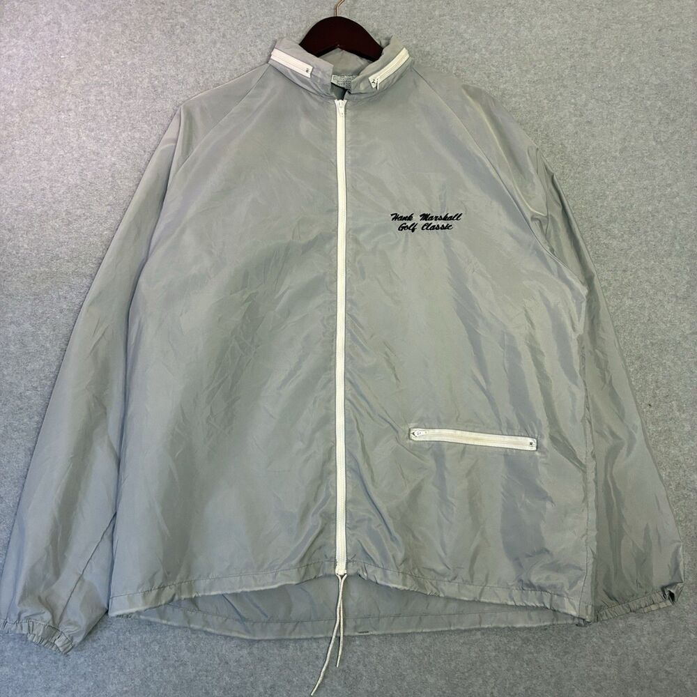 Vintage Hank Marshall Golf Classic Windbreaker Jacket Mens Large Gray Nylon